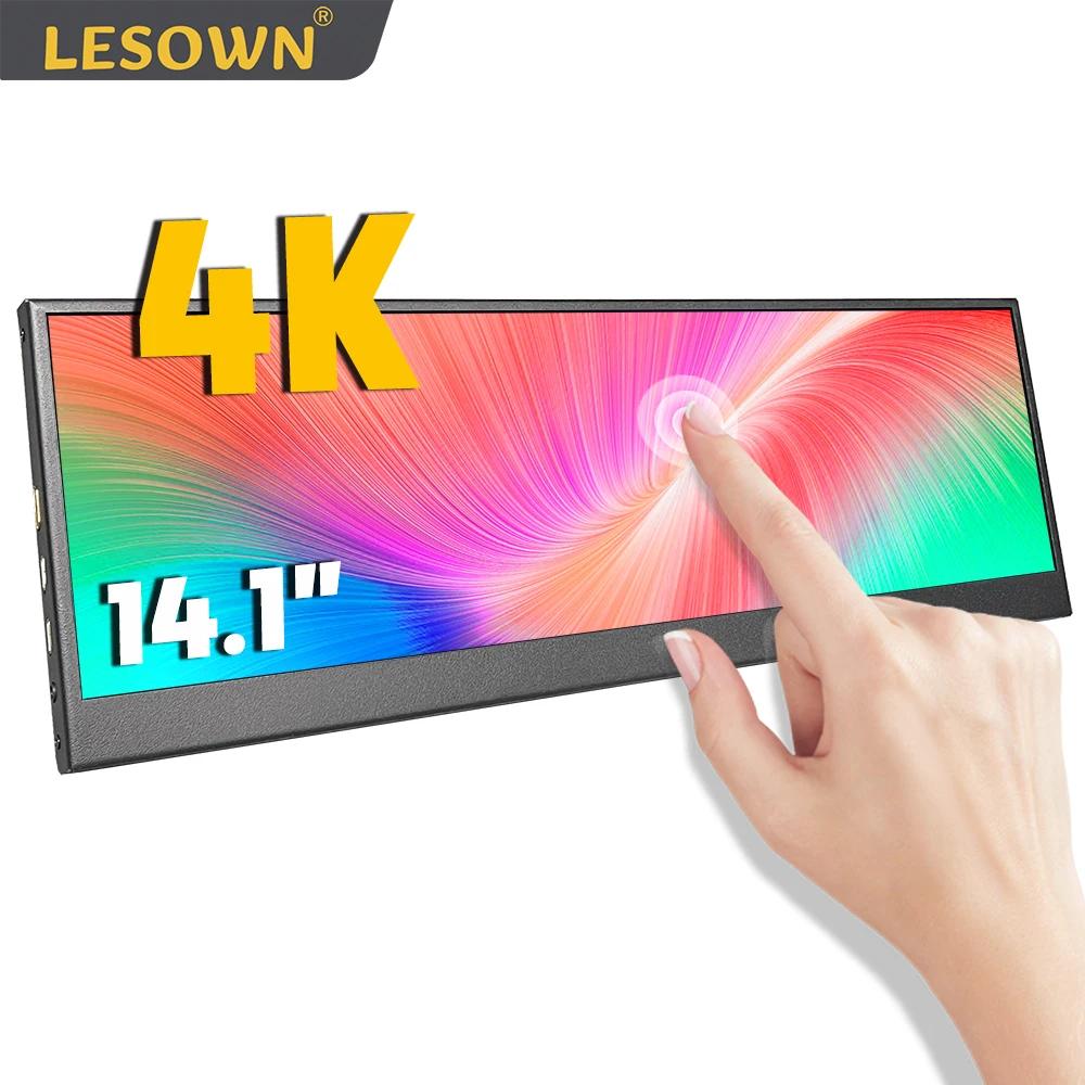 LESOWN 3840x1100 IPS ġ ũ LCD , USB C Ÿ, 4K Ʈ ̵ ޴ Ʈ   ͽٴ ũ , 14 ġ